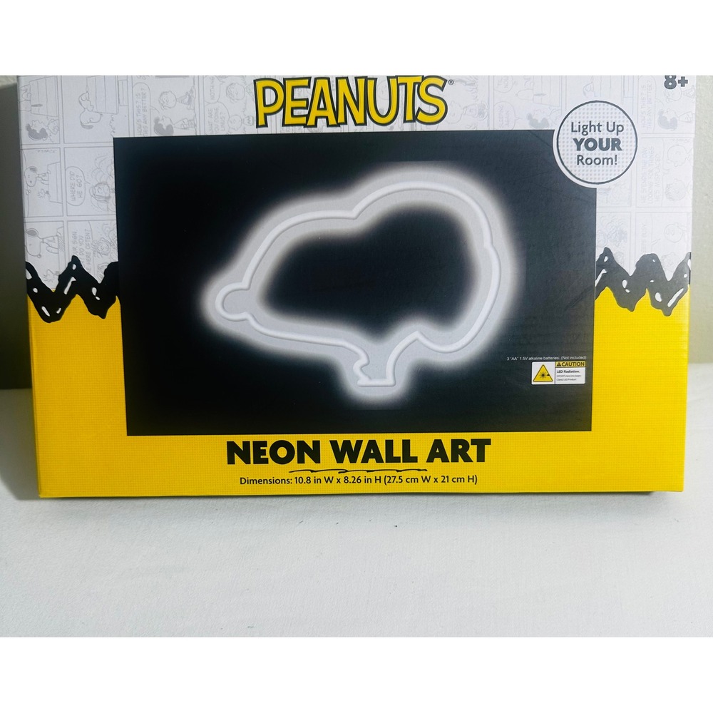 Peanuts Snoopy Head silhouette Neon Wall Art LED Light Up Sign NIB Bedroom Decor